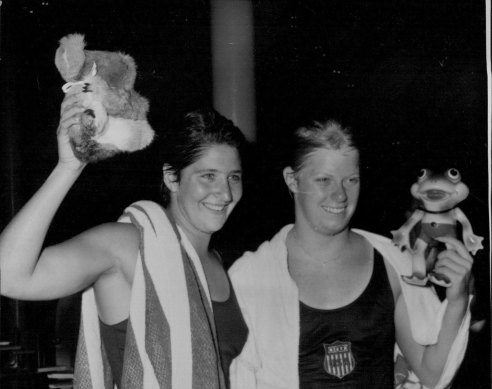 Dawn Fraser after winning the 100m freestyle at the Rome Olympics.
