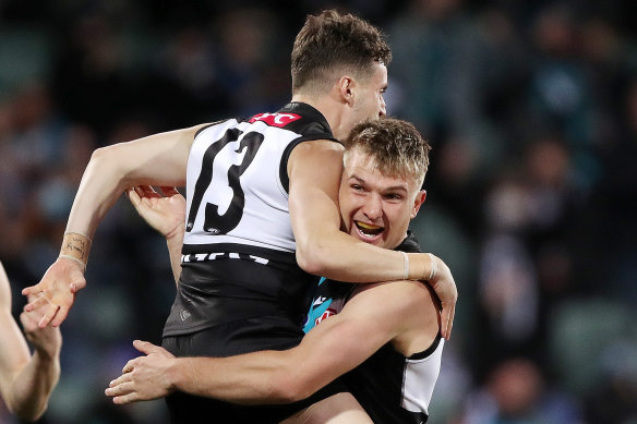 Orazio Fantasia and Ollie Wines celebrate.