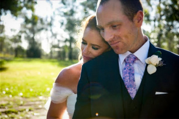 Erin Gilbert and her husband Nic Gilbert on their wedding day. 