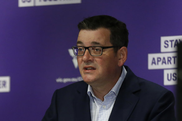 Premier Daniel Andrews speaks to the media at the daily briefing.