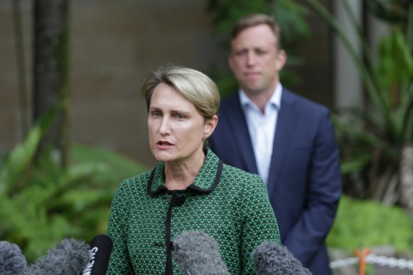 Queensland acting Chief Health Officer Sonya Bennett, with Deputy Premier Steven Miles.