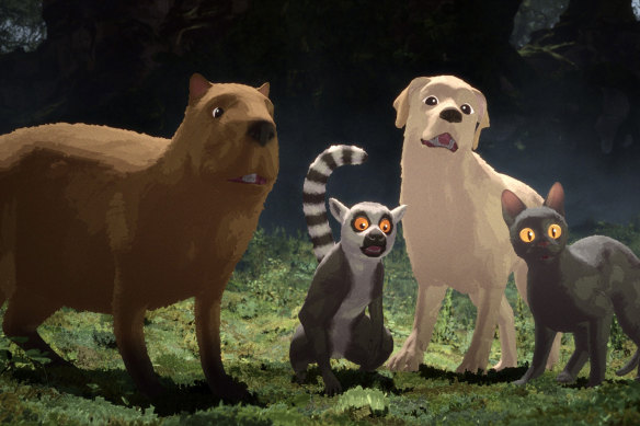 A scene from the animated film, Flow. 