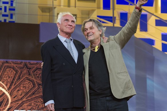 TERENCE STAMP (left) at a movie in 2012.