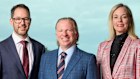 Piper Alderman’s new management team: managing partner James Macdonald (centre) and deputy managing partners Martin Lovell (left) and McKenzie Moore.