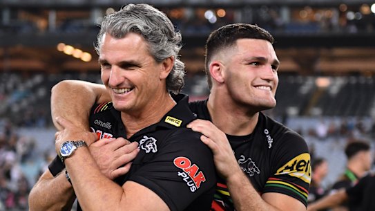Ivan Cleary with son Nathan after last week's grand final qualifier.
