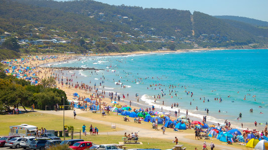 Many beachside towns, like Lorne on the Surf Coast, see their populations swell over summer.