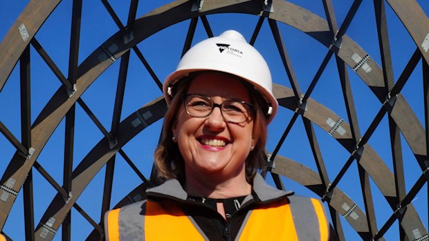 In her happy place: Premier Jacinta Allan spruiks the West Gate Tunnel project before taking her winter break. 