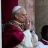 Pope Leo XIV appears on the balcony of St Peter’s Basilica after his election, at the Vatican.