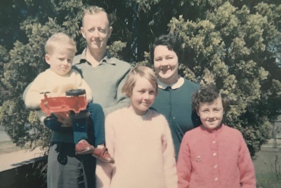 The Woods family in 1966 (the author is at right). Out of Alan’s earshot, the children’s mother Margaret strived to dilute his messages of shame and failure.