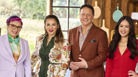 The Great Australian Bake Off’s hosts and judges (from left) Cal Wilson, Rachel Khoo, Darren Purchese and Natalie Tran.