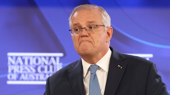 Scott Morrison addresses the National Press Club on Tuesday.