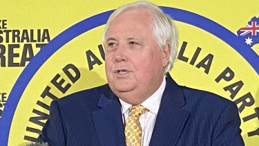 Clive Palmer announcing United Australia Party candidates - including himself - for the federal election.