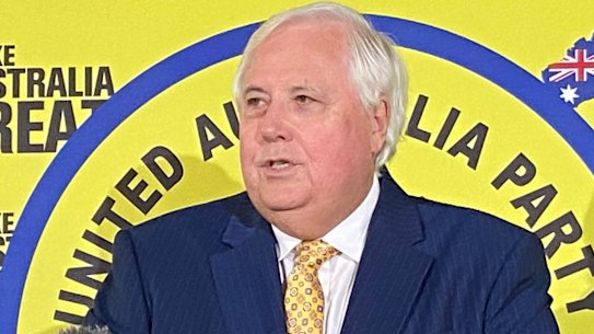 Clive Palmer announcing United Australia Party candidates - including himself - for the federal election.
