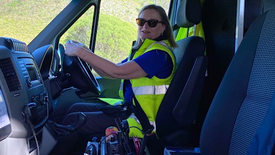 Senior nurse Claire Parsons driving the island’s ambulance.