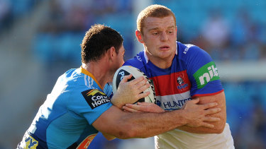 McKinnon playing for the Knights against Gold Coast on April 28, 2013.