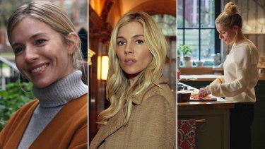Sienna Miller as Sophie in the Netflix series Anatomy of a Scandal defines a soft power wrap with rich fabrics, neutral tones, and the strategic use of white.