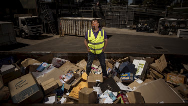 Port Phillip mayor Dick Gross, at his council's South Melbourne waste transfer station in February. 