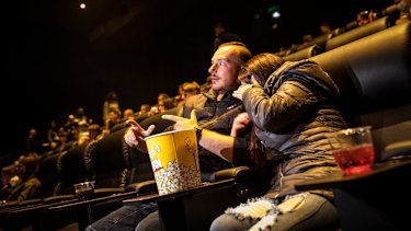 Ekrem Karakos and Alev Babayigit enjoy a movie in cinemas at Chadstone after restrictions ease.