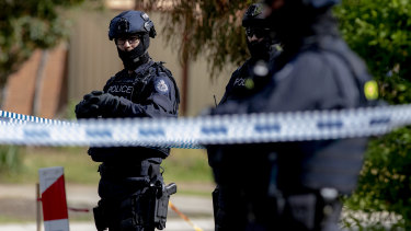 Police on Saturday raided the home of Hassan Khalif Shire Ali's parents in Werribee, along with another property in Meadow Heights.