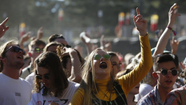 Festival goers enjoy the sounds at the Splendour in the Grass festival in Byron Bay this year. 