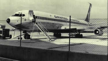 A Qantas jet quarantined in Sydney as the cholera scare spreads in 1972.