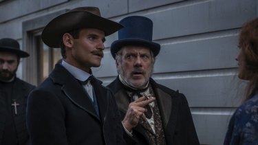 Erik Thomson (centre) plays a pimp in this BBC period drama set in the New Zealand goldfields.