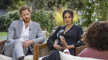 Prince Harry and Meghan were interviewed by Oprah Winfrey at an unidentified friend’s property in California.