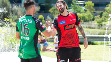 Marcus Stoinis and Kane Richardson in 2018.