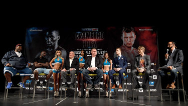 Outsider: Few in the US are giving Horn (third from right) a chance against Terence Crawford.