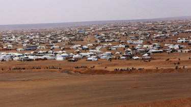 The remote Rukban refugee camp near the Syria-Jordan border was cut off from humanitarian support for months at a time during 2018.