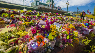 Floral tributes at Dreamworld in 2016.