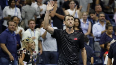 Have-a-go hero: John Millman shocked the US Open, and himself, by knocking Roger Federer out in the fourth round.