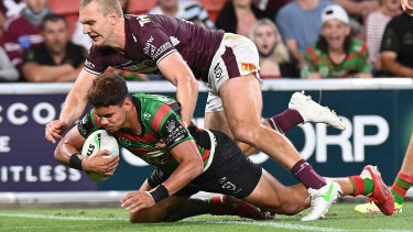 The Souths winger crashes over in Fridayâs preliminary final.