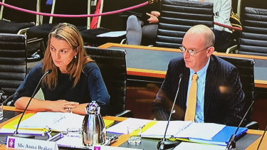 Anna Brakey and Hugo Harmstorf from IPART giving evidence at a NSW inquiry.