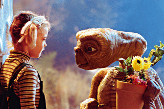 Drew Barrymore as Gertie with E.T. in the 1982 hit movie.