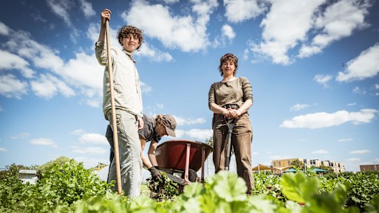 Charlotte Bartlett-Wynne and Eve Fraser  at the Farm Raiser urban farm in Bellfield.