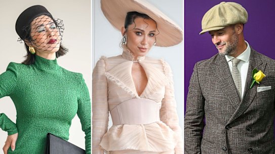 Melissa Leong, Rozalia Russian and Kris Smith at the Melbourne Cup.