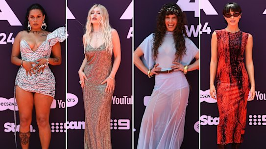 Barkaa, Ava Max, Fanny Lumsden and Sarah Ellen at the 2024 Aria Awards.