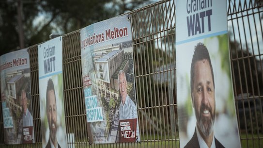 Corflutes at Melton station.