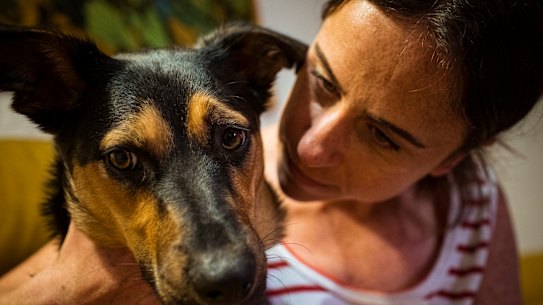 Mary Milesi and her dog, Sadie.