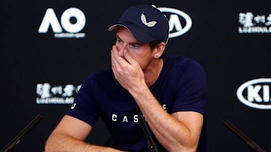 Emotions overwhelm Andy Murray at his press conference.