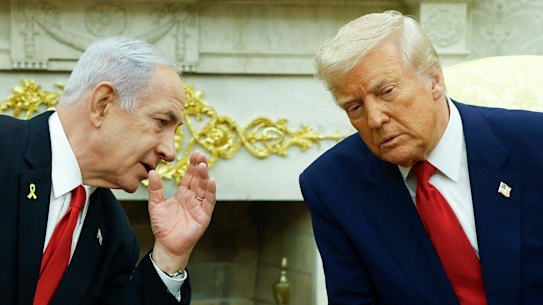 Israeli Prime Minister Benjamin Netanyahu with Donald Trump in the Oval Office in April.