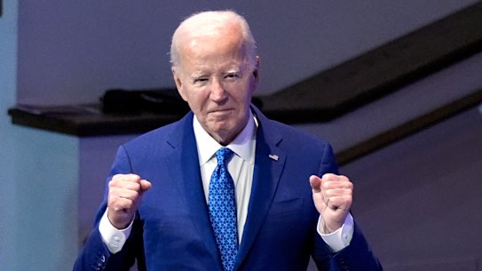 President Joe Biden attends a church service at Mt. Airy Church of God in Christ, Sunday, July 7, 2024, in Philadelphia