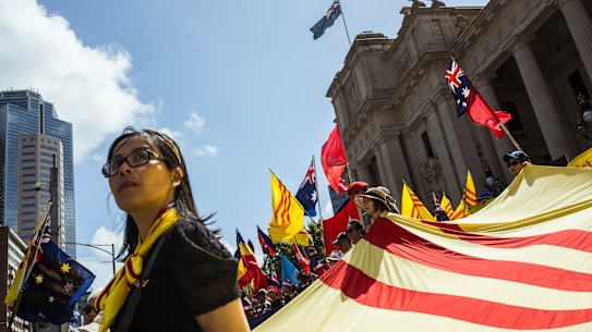 Members of South-East Asian diaspora communities rallied on the steps of Victoria’s Parliament House ahead of the ASEAN summit in Melbourne.