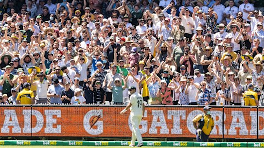 Local hero Scott Boland in front of the Boxing Day Test crowd. 