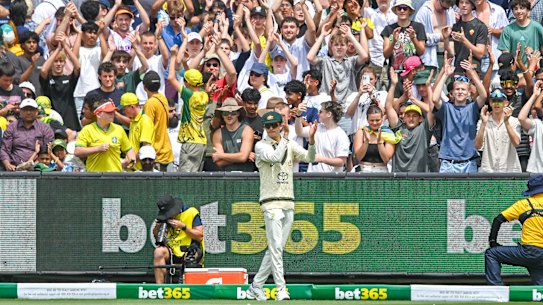 Sam Konstas in front of a huge MCG crowd.