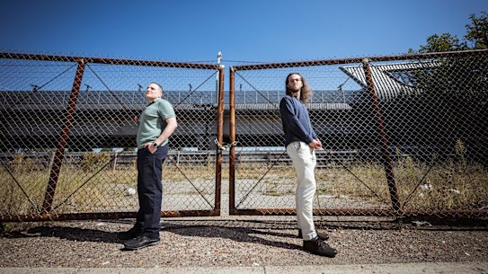 Eddie Solomon (left) and Patrick Davis (right) have different views on a proposed high-rise near Murrumbeena station.