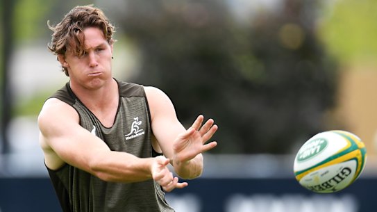 Wallabies skipper Michael Hooper at Friday’s captain’s run ahead of the Rugby Championship showdown with Argentina in Townsville.