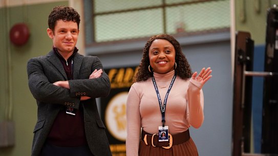 Chris Perfitti and Quinta Brunson in the breakout mockumentary Abbott Elementary.