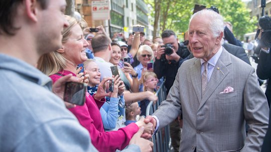 Hundreds waited in line to meet the King.